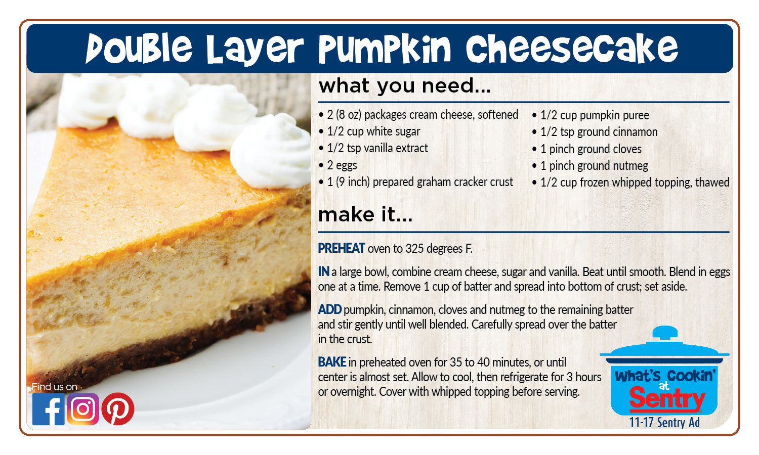 Recipe: Double Layer Pumpkin Cheesecake