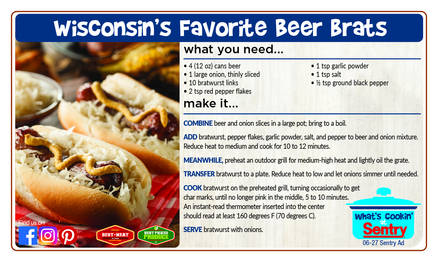 Wisconsin's Favorite Beer Brats