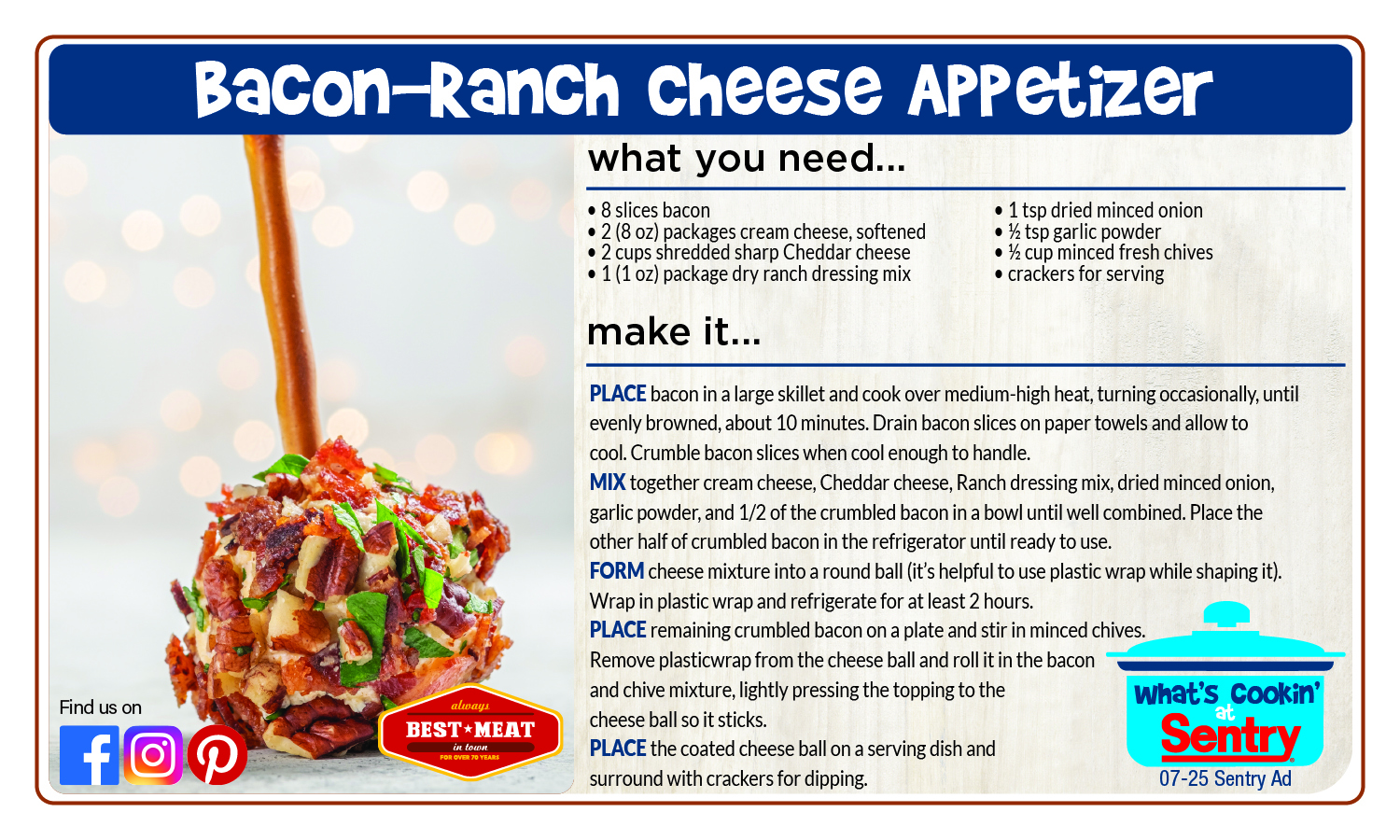 Recipe: Bacon Ranch Cheese Appetizer