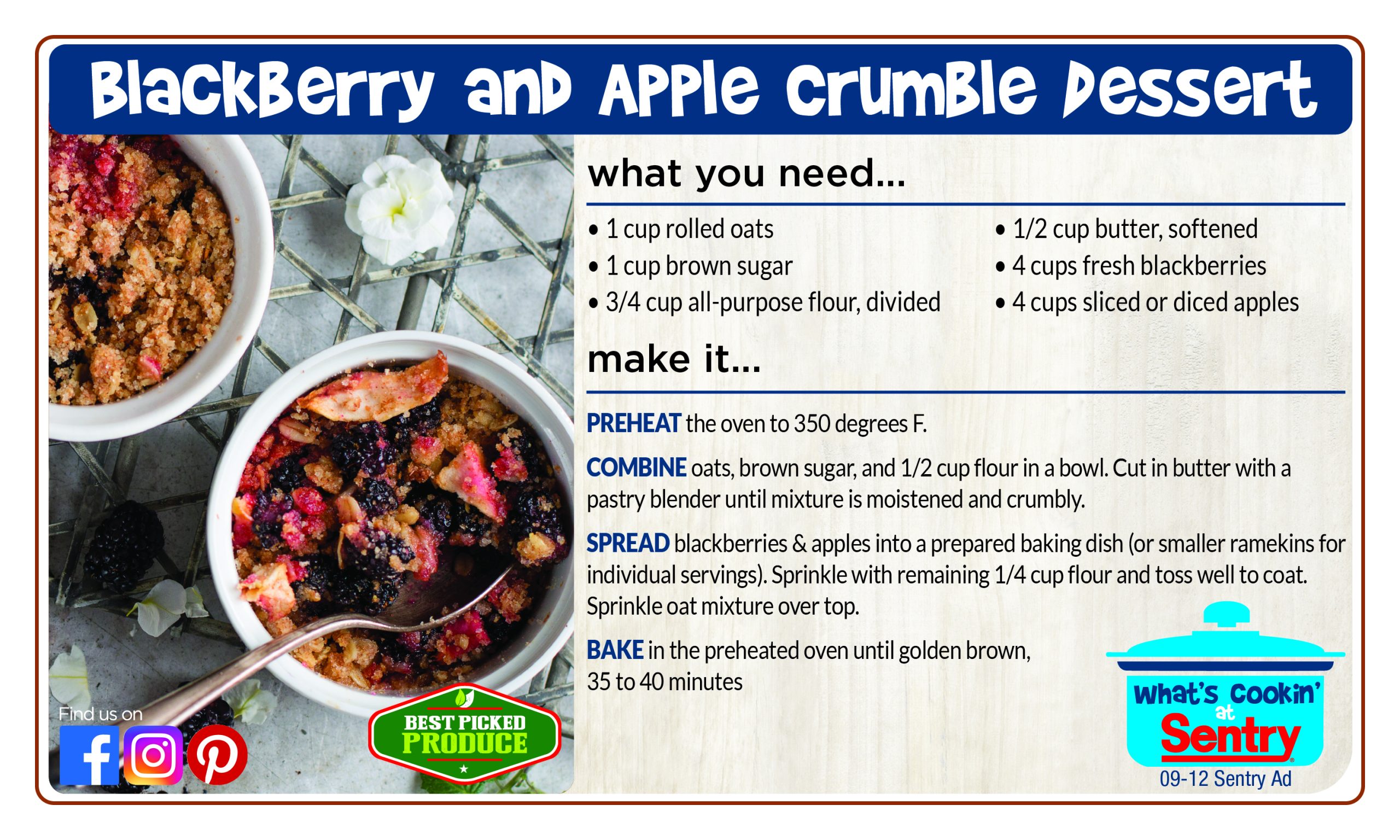Recipe: Blackberry and Apple Crumble Dessert
