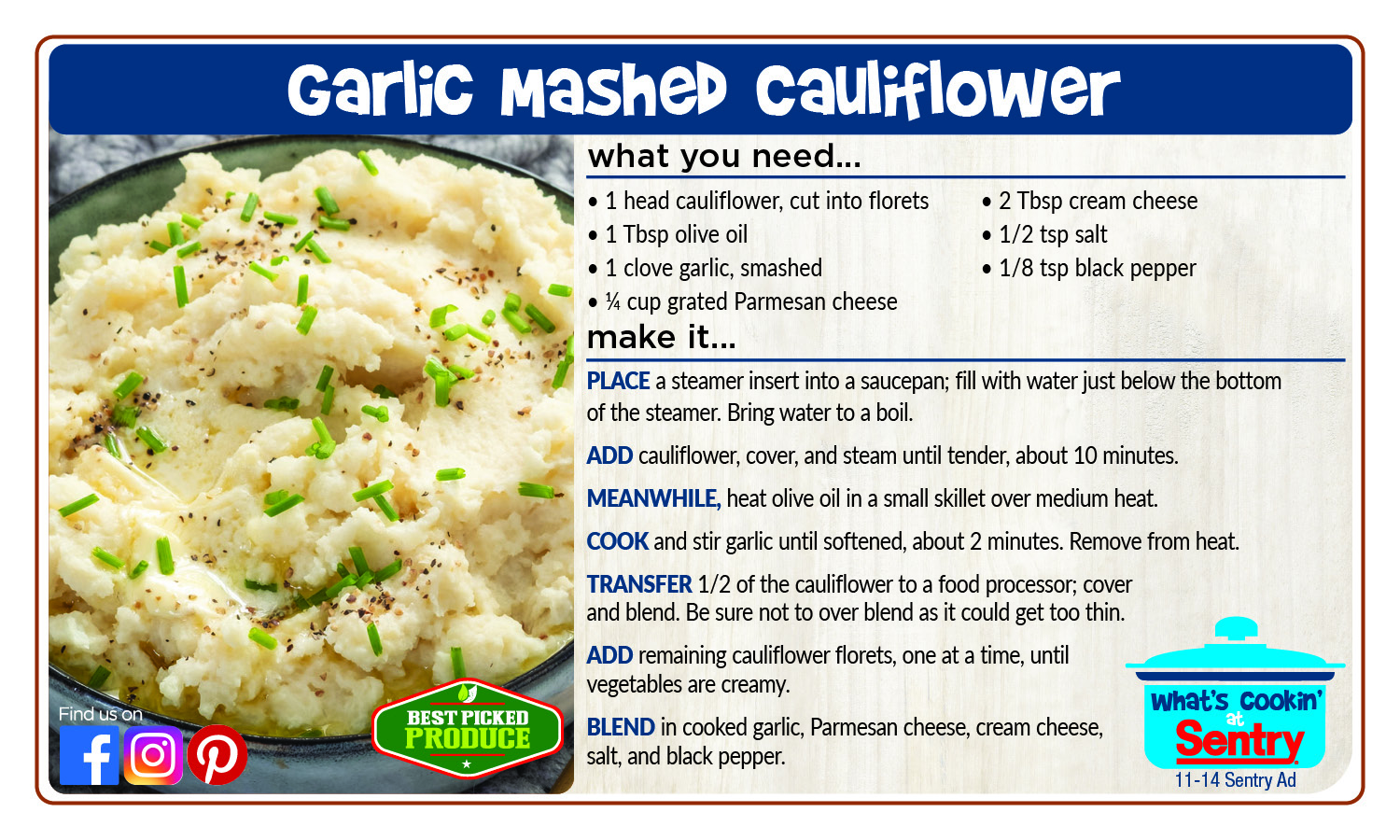 Garlic Mashed Cauliflower