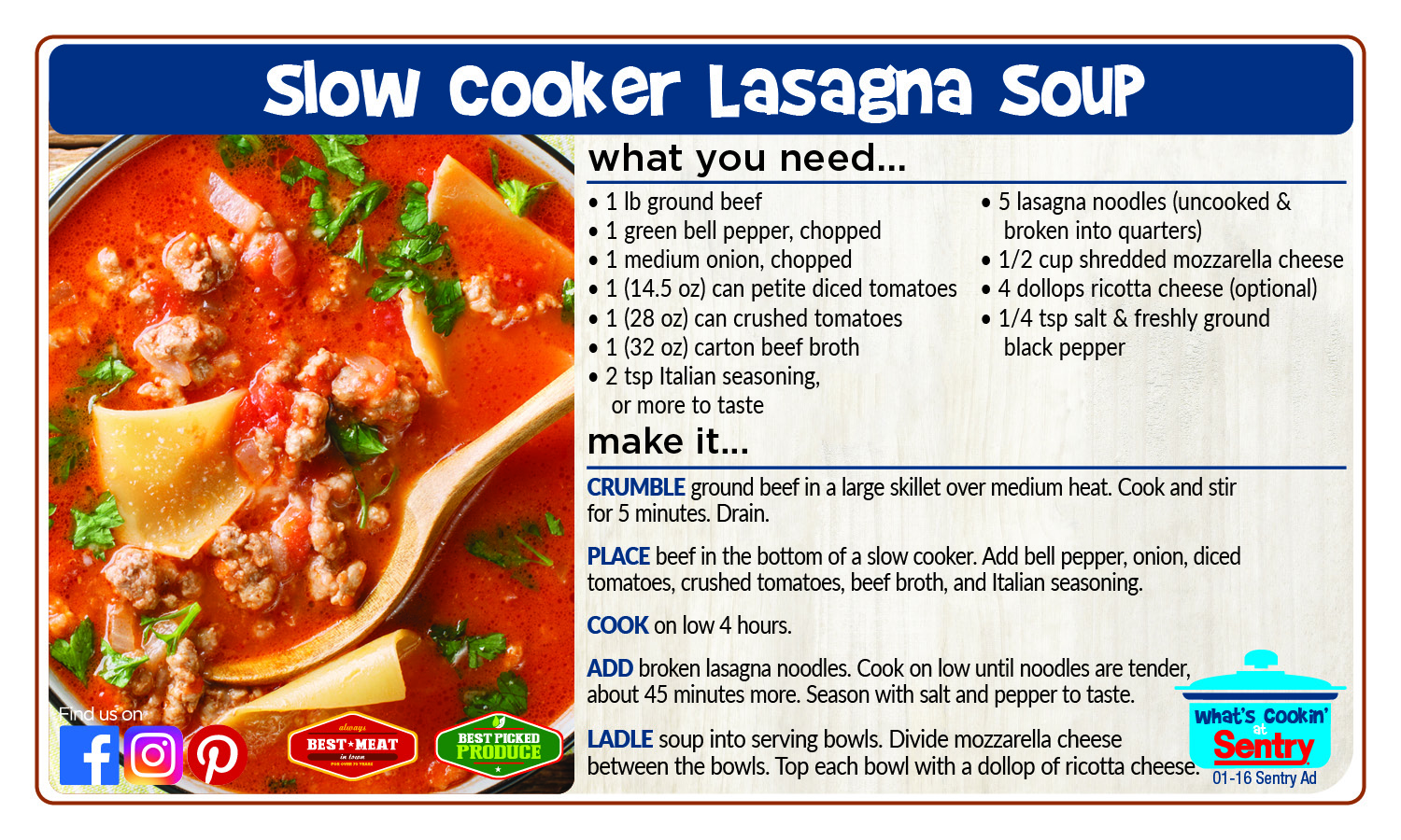 Recipe: Slow Cooker Lasagna Soup