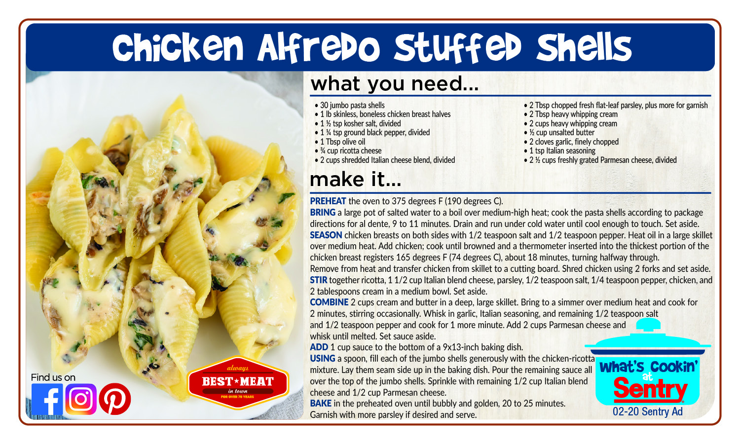 Recipe: Chicken Alfredo Stuffed Shells