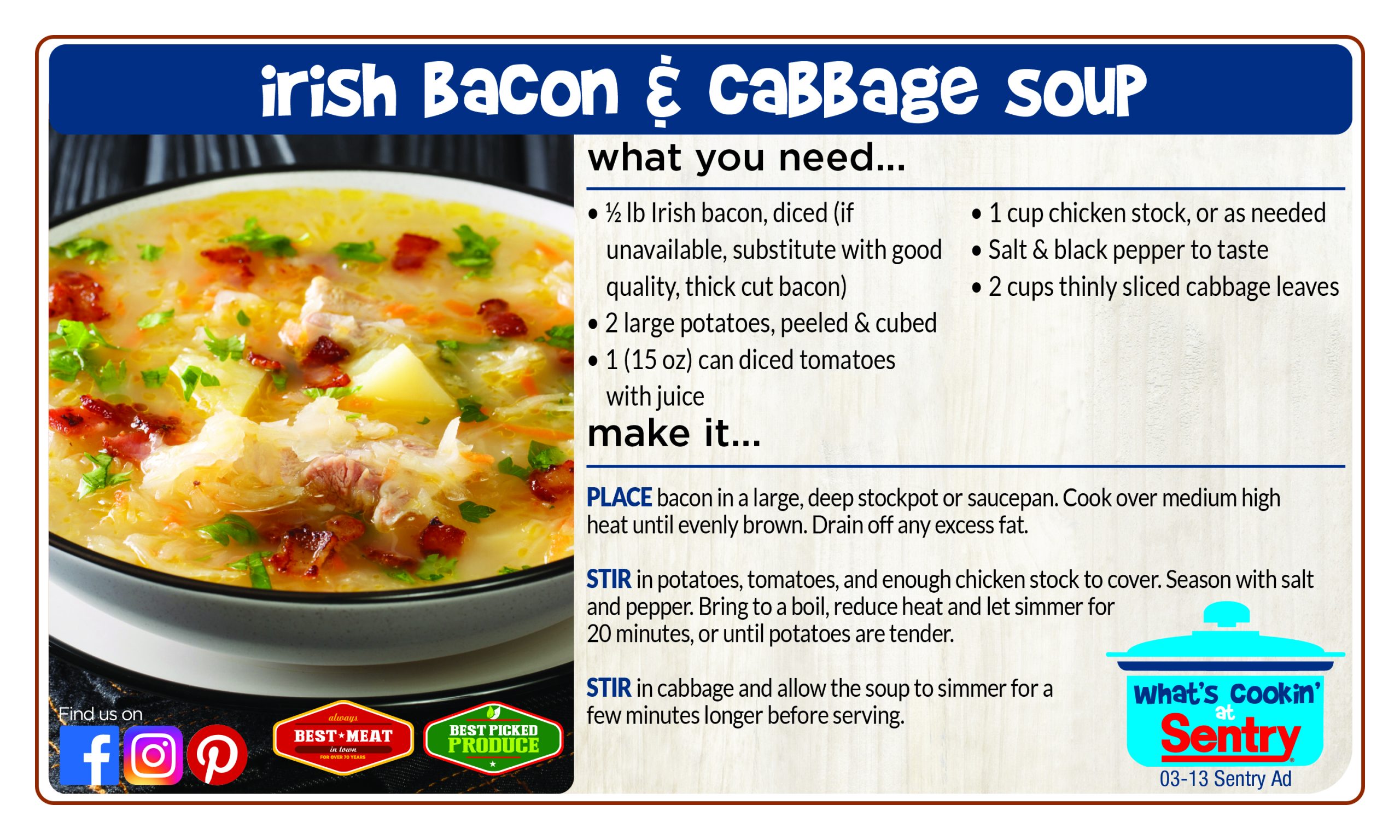 Recipe: Irish Bacon & Cabbage Soup