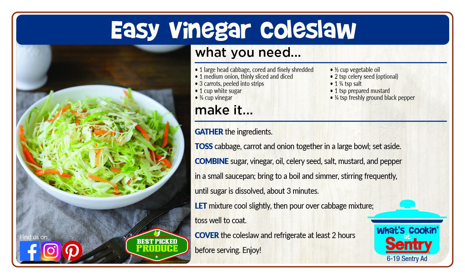 Recipe: Easy Vinegar Coleslaw