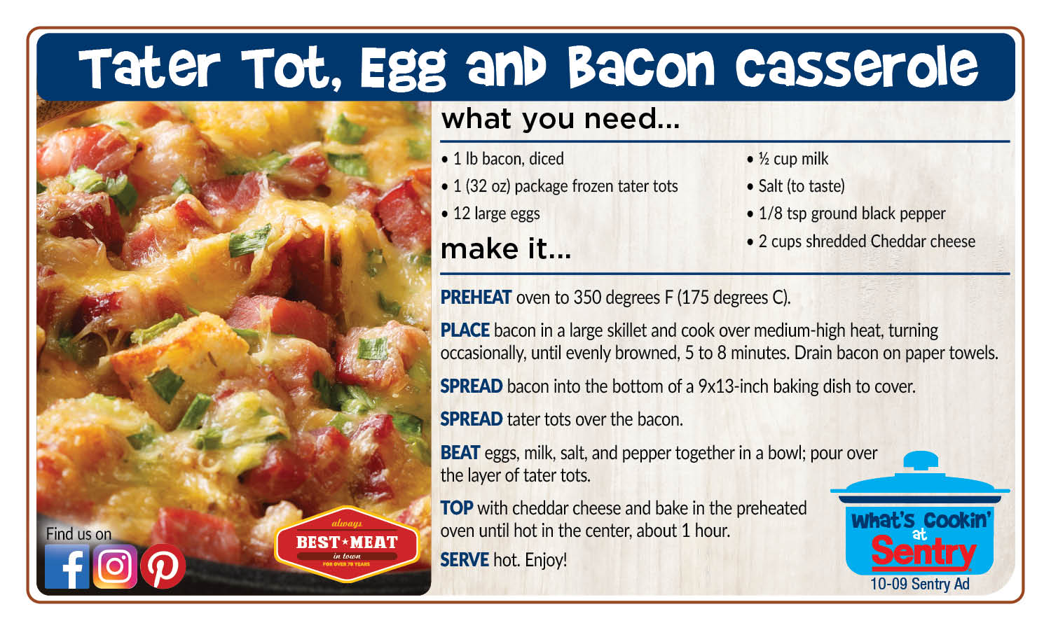 Recipe: Tater Tot, Egg and Bacon Casserole