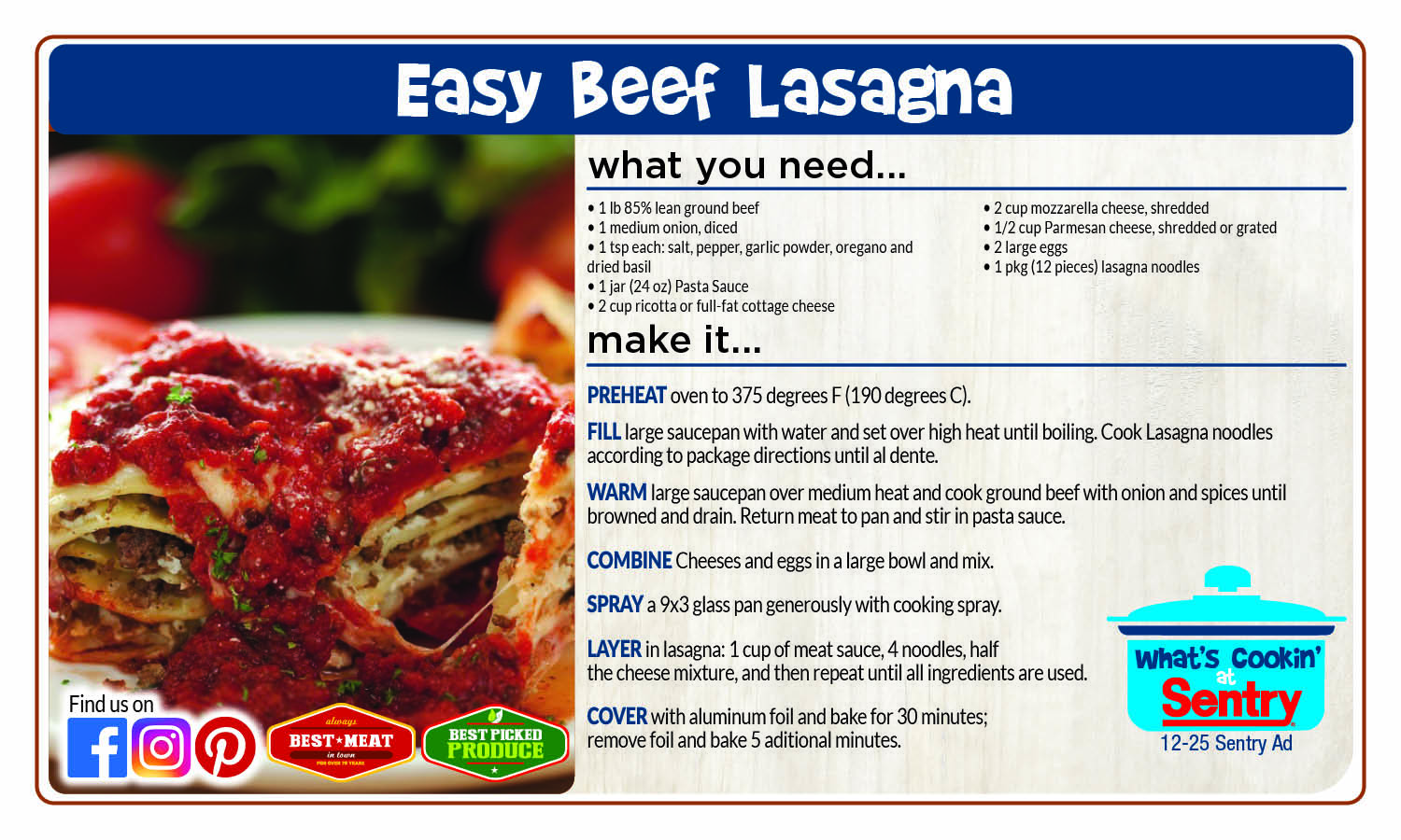 Recipe: Easy Beef Lasagna