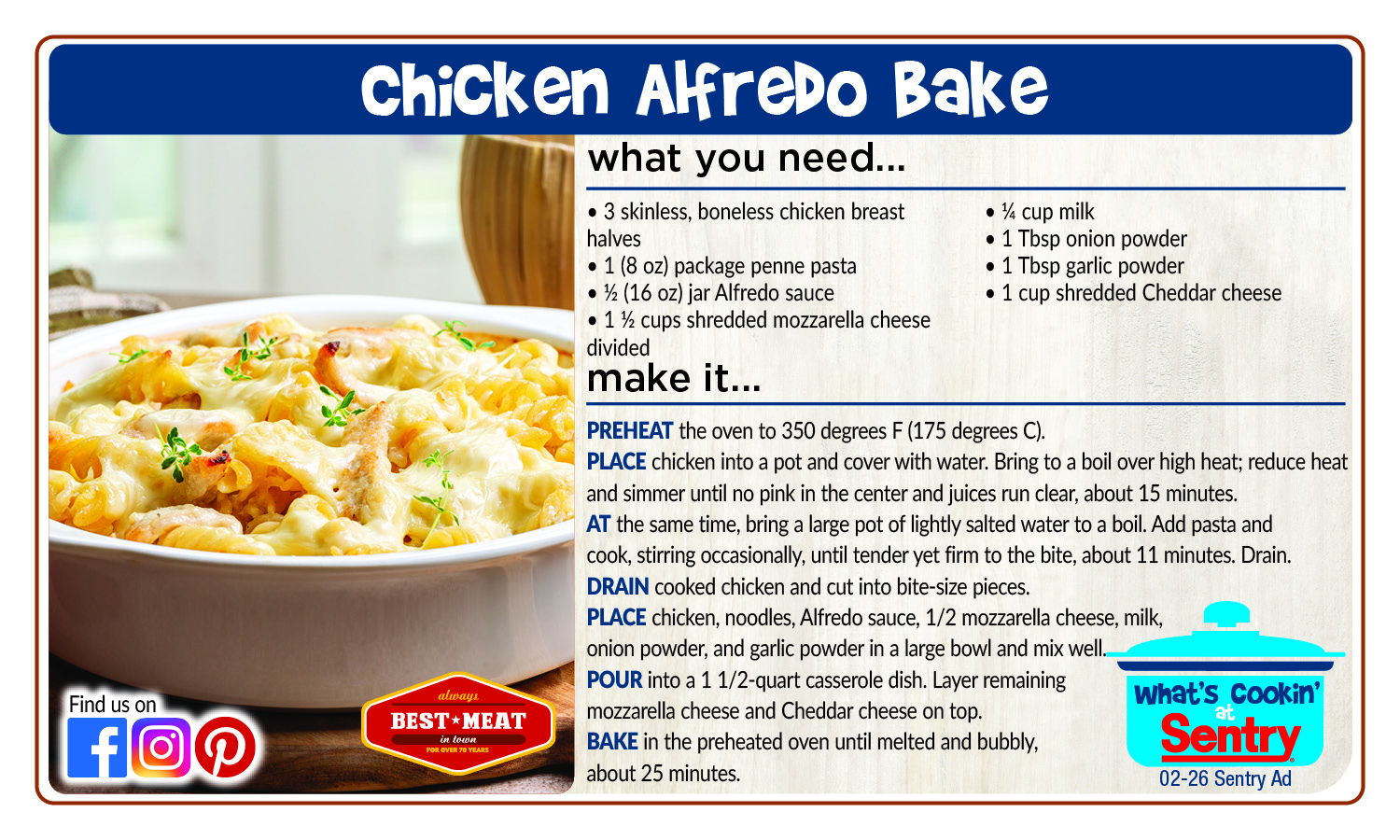 Recipe: Chicken Alfredo Bake