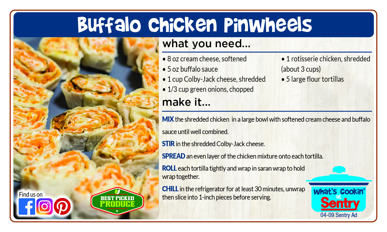 Recipe: Buffalo Chicken Pinwheels